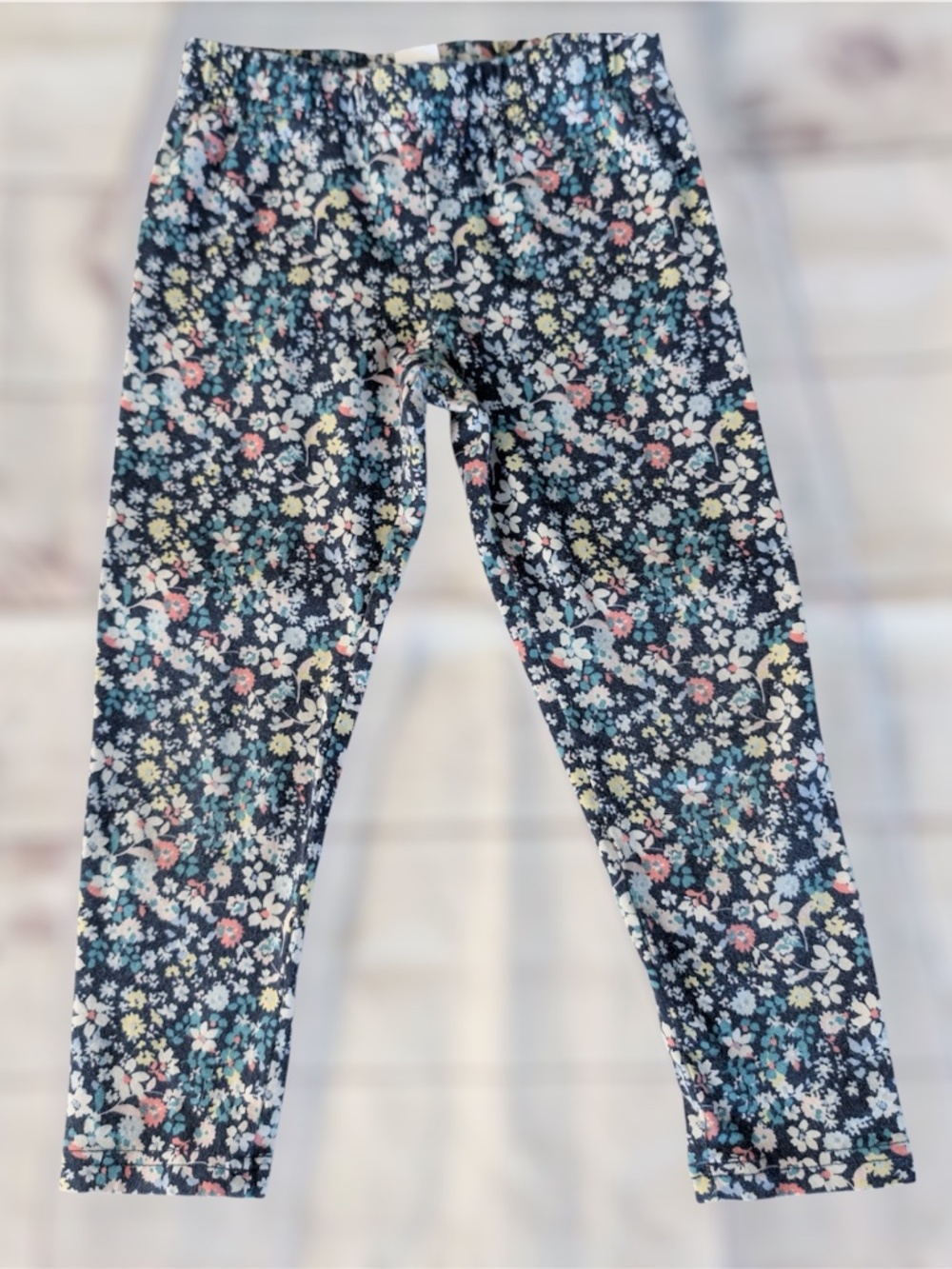 Carter's Girl's Size 8 dark blue floral flower leggings pants spring cotton pink